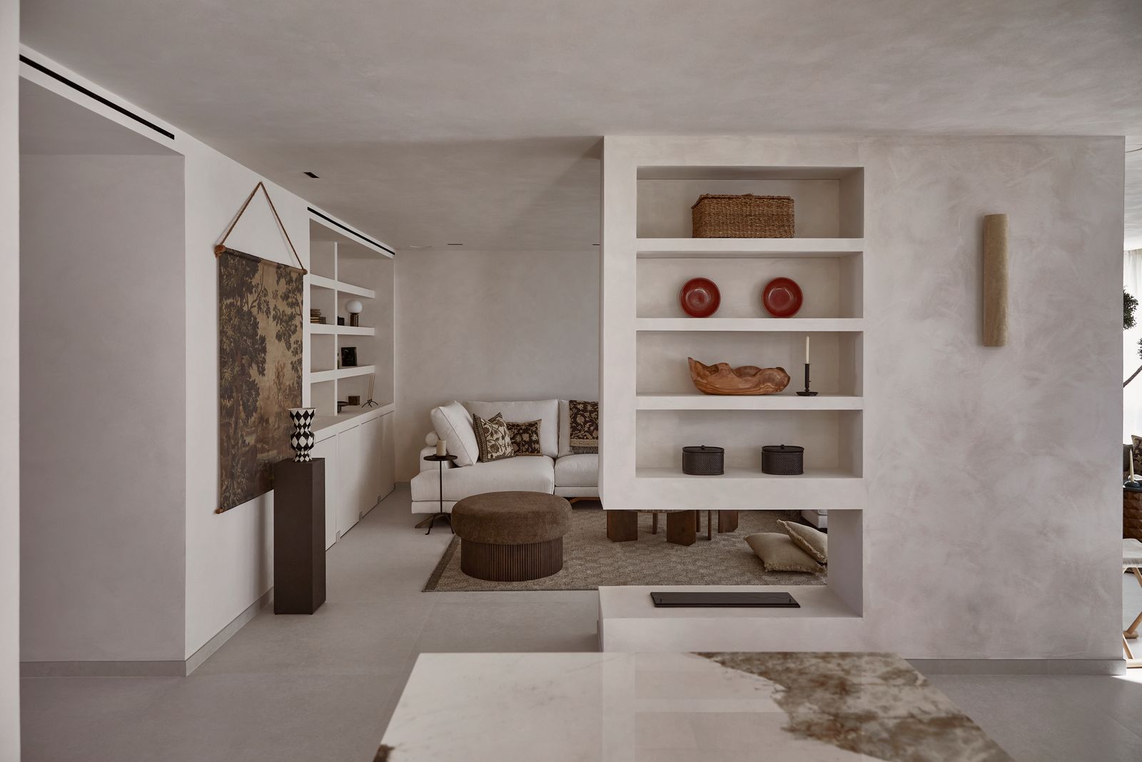 Image may contain Home Decor Architecture Building Furniture Indoors Living Room Room Interior Design and Couch