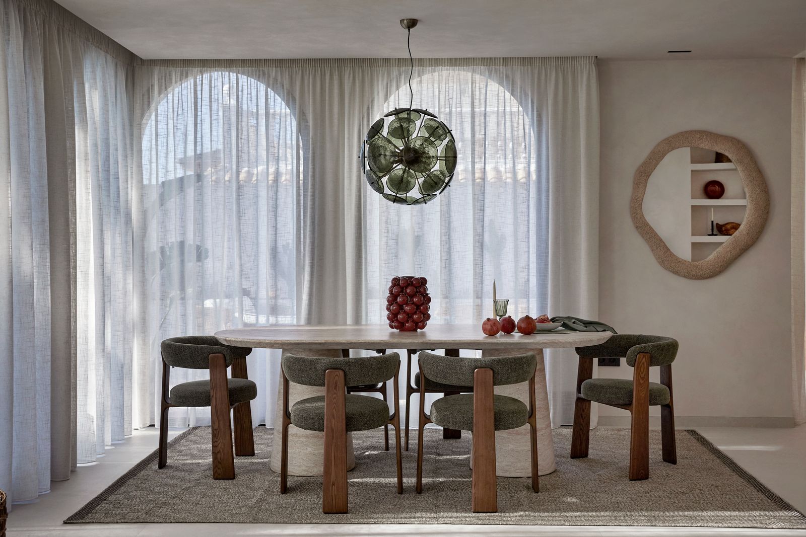 Image may contain Architecture Building Dining Room Dining Table Furniture Indoors Room Table Tabletop and Chair