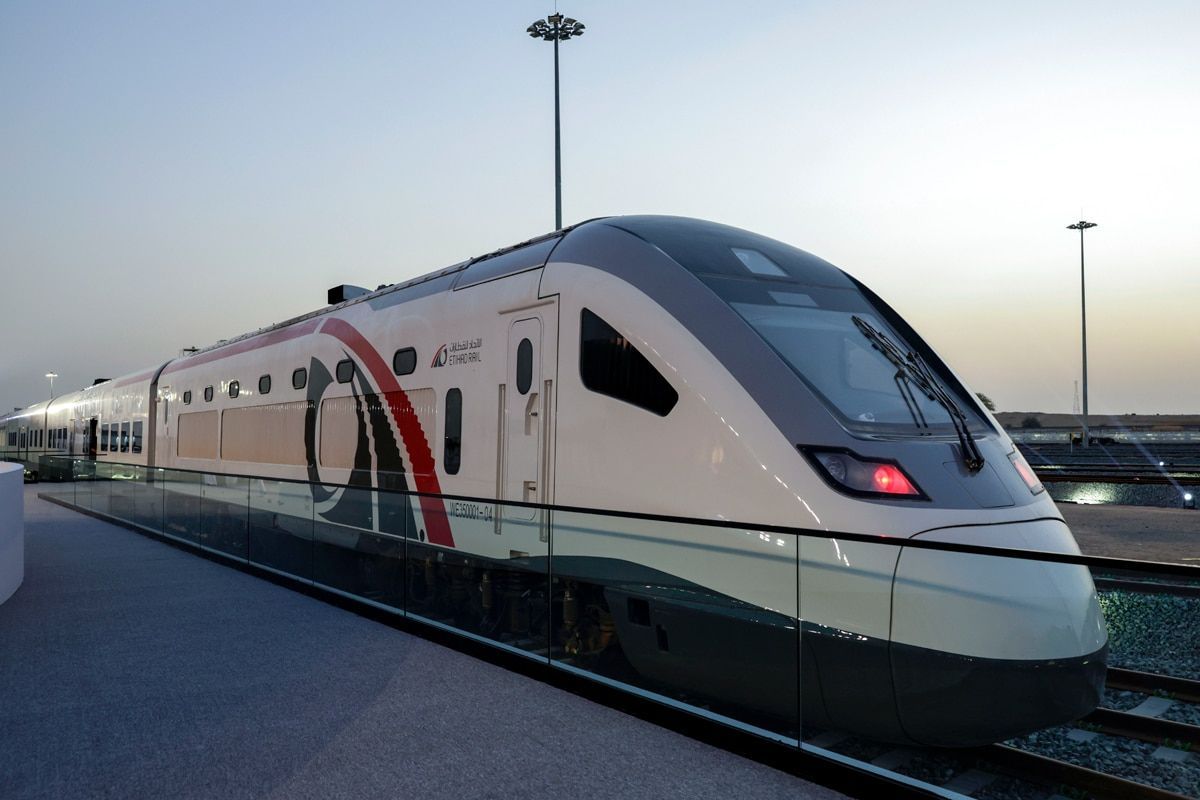 How the Etihad Rail Route Will Transform Travel Across the UAE Image may contain Railway Train Transportation Vehicle...