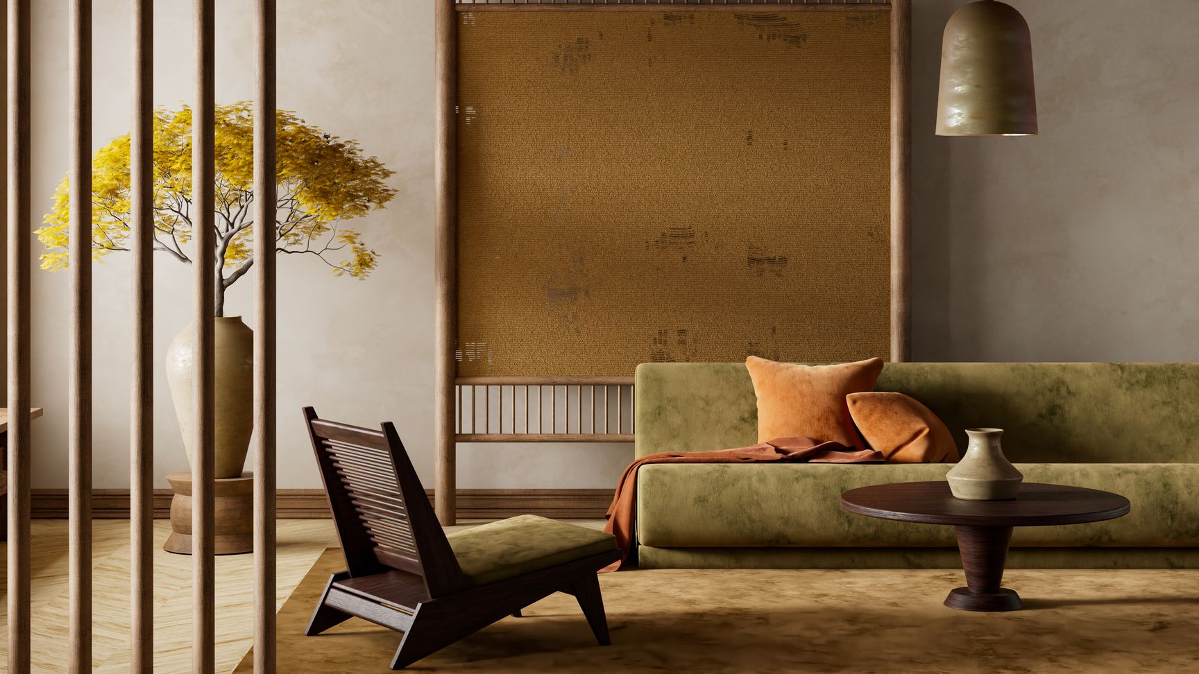 Image may contain Lamp Indoors Interior Design Chair Furniture Home Decor Architecture Building and Living Room