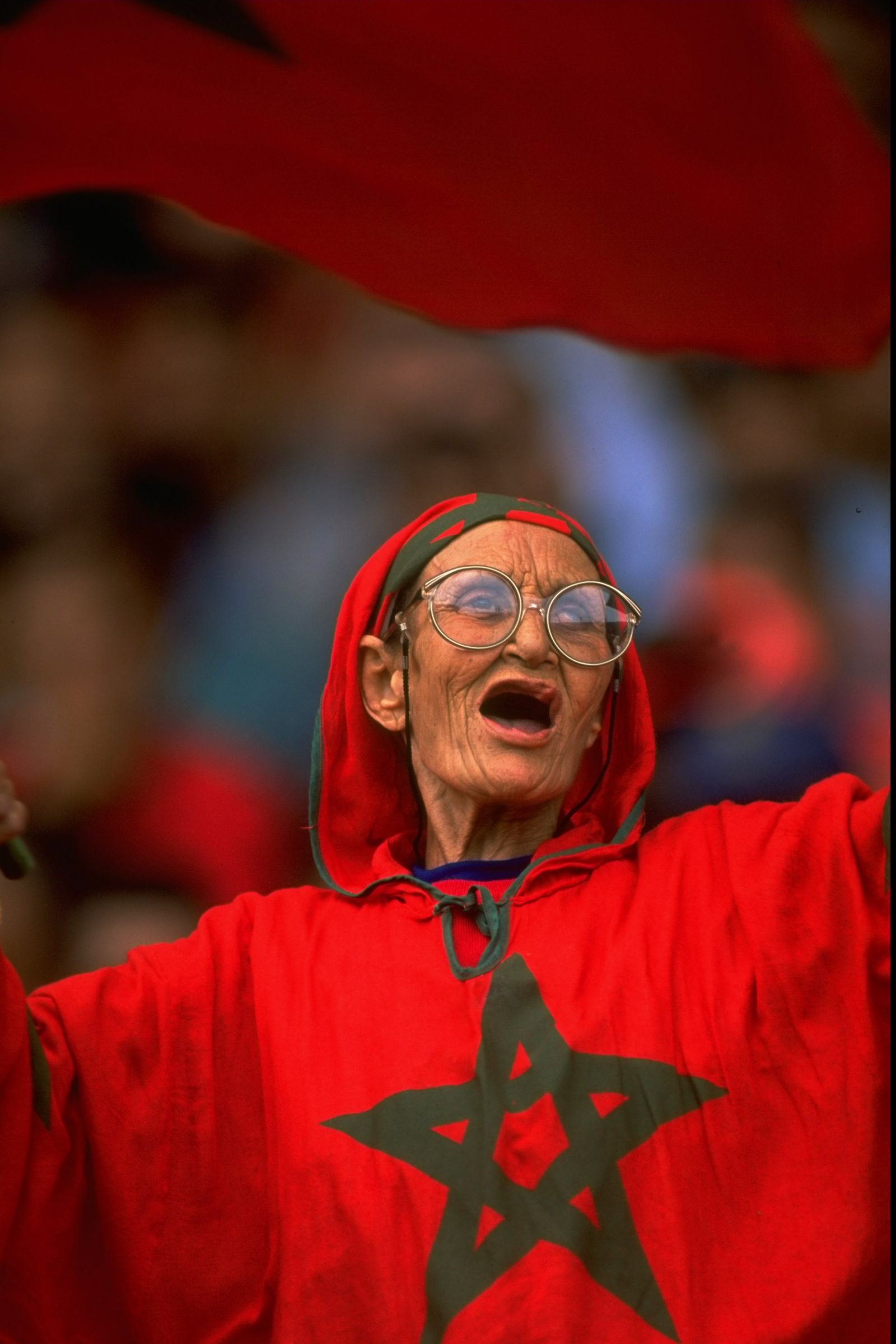 Image may contain morocco world cup history Adeline Andr Head Person Face Adult Happy Accessories and Glasses