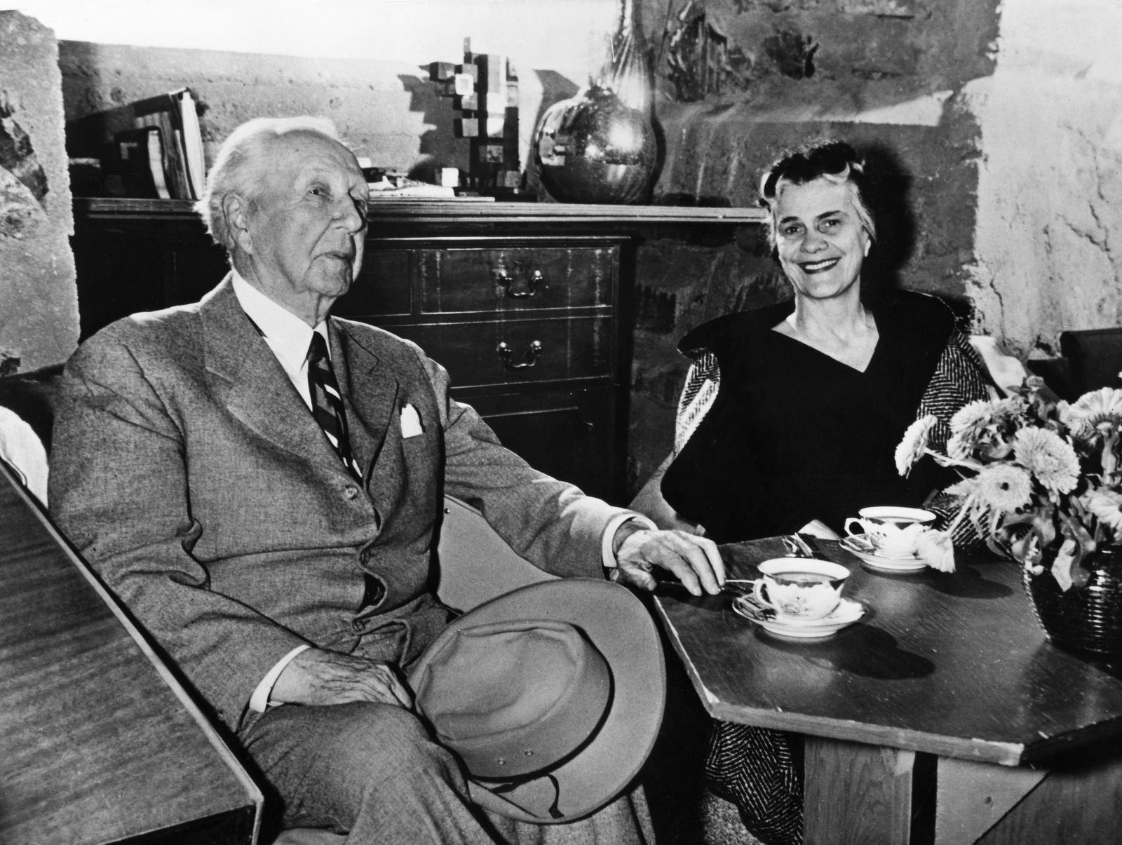 Frank Lloyd Wright and Olgivanna Wright.