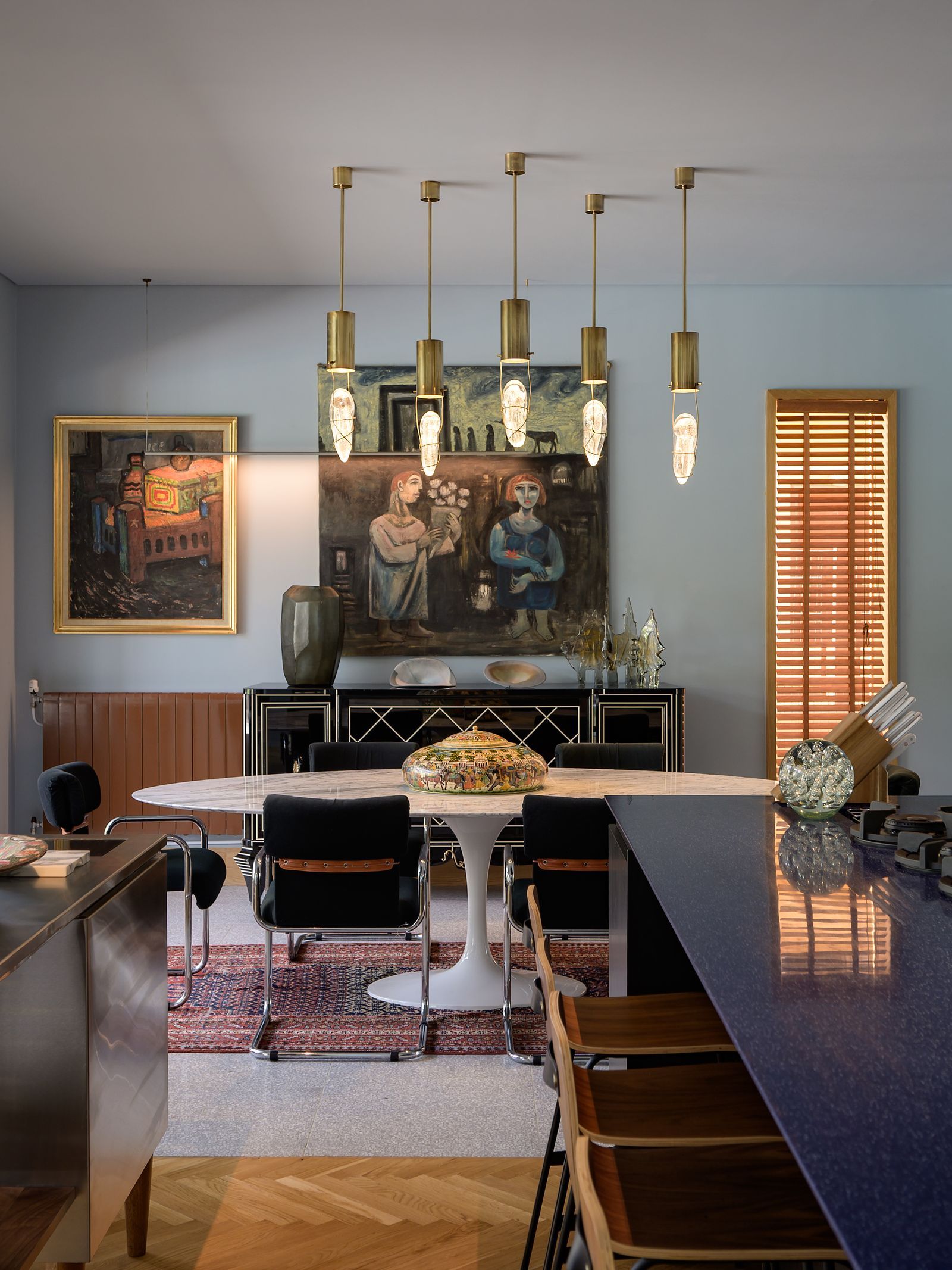 Image may contain Architecture Building Dining Room Dining Table Furniture Indoors Room Table and Interior Design