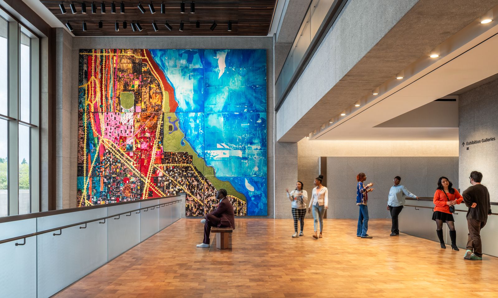 City of the Big Shoulders by Mark Bradford in the Our Story Atrium at The Obama Presidential Center Museum in Chicago IL