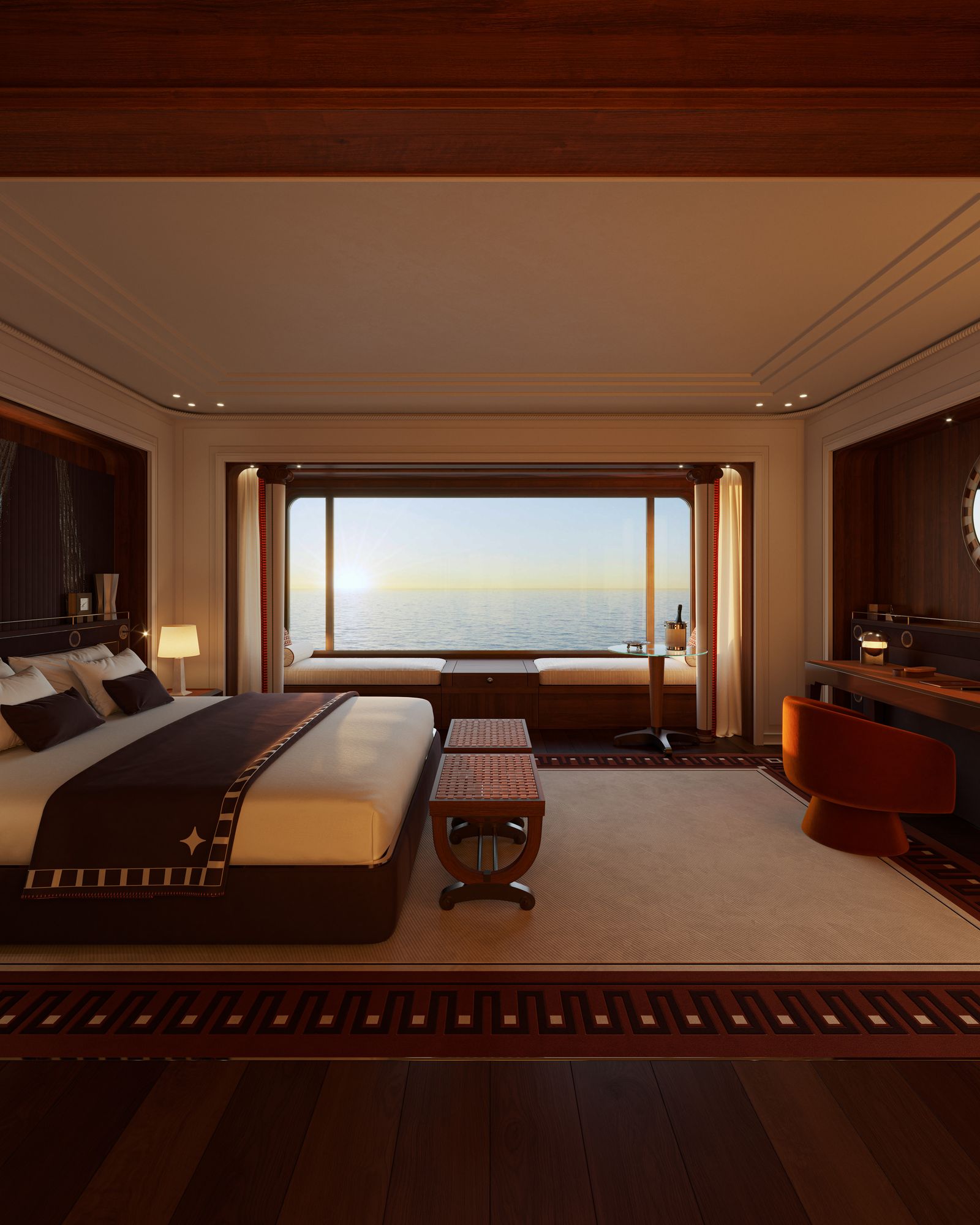 Image may contain Indoors Interior Design Home Decor Bed Furniture Lamp Floor Bedroom Room and Chair