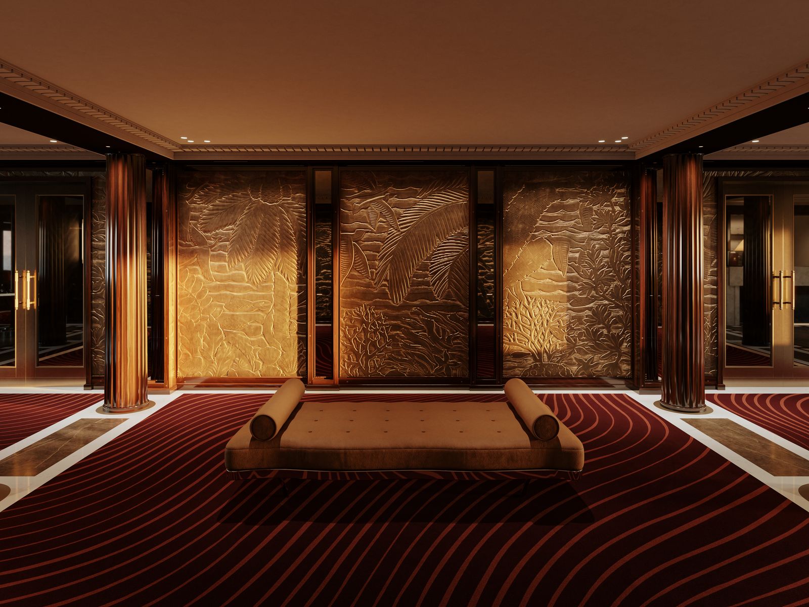 Image may contain Indoors Interior Design Furniture Architecture Building and Foyer