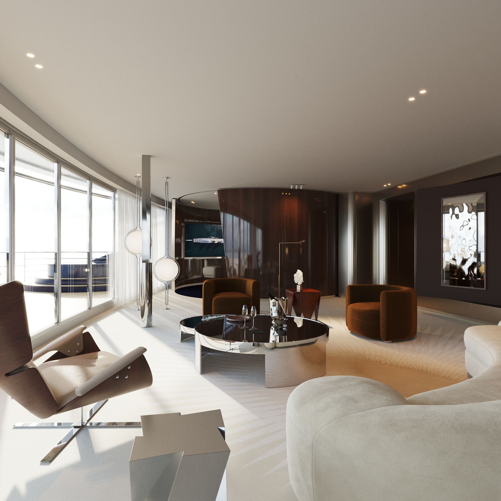 Image may contain Architecture Building Furniture Indoors Living Room Room Home Decor Coffee Table Table and Chair