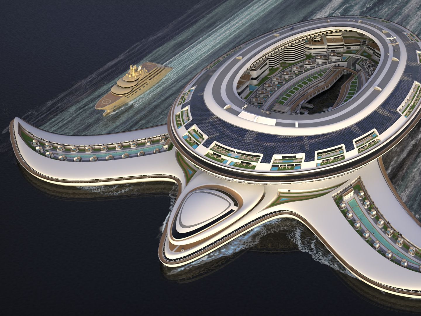 The World’s Biggest Yacht if It’s Ever Built, This Turtle-Shaped Boat Is an $8 Billion Floating City