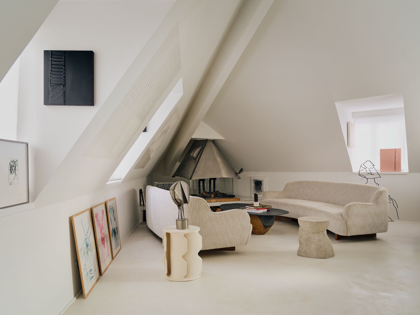 Image may contain Architecture Building House Housing Indoors Loft Room Attic Couch and Furniture