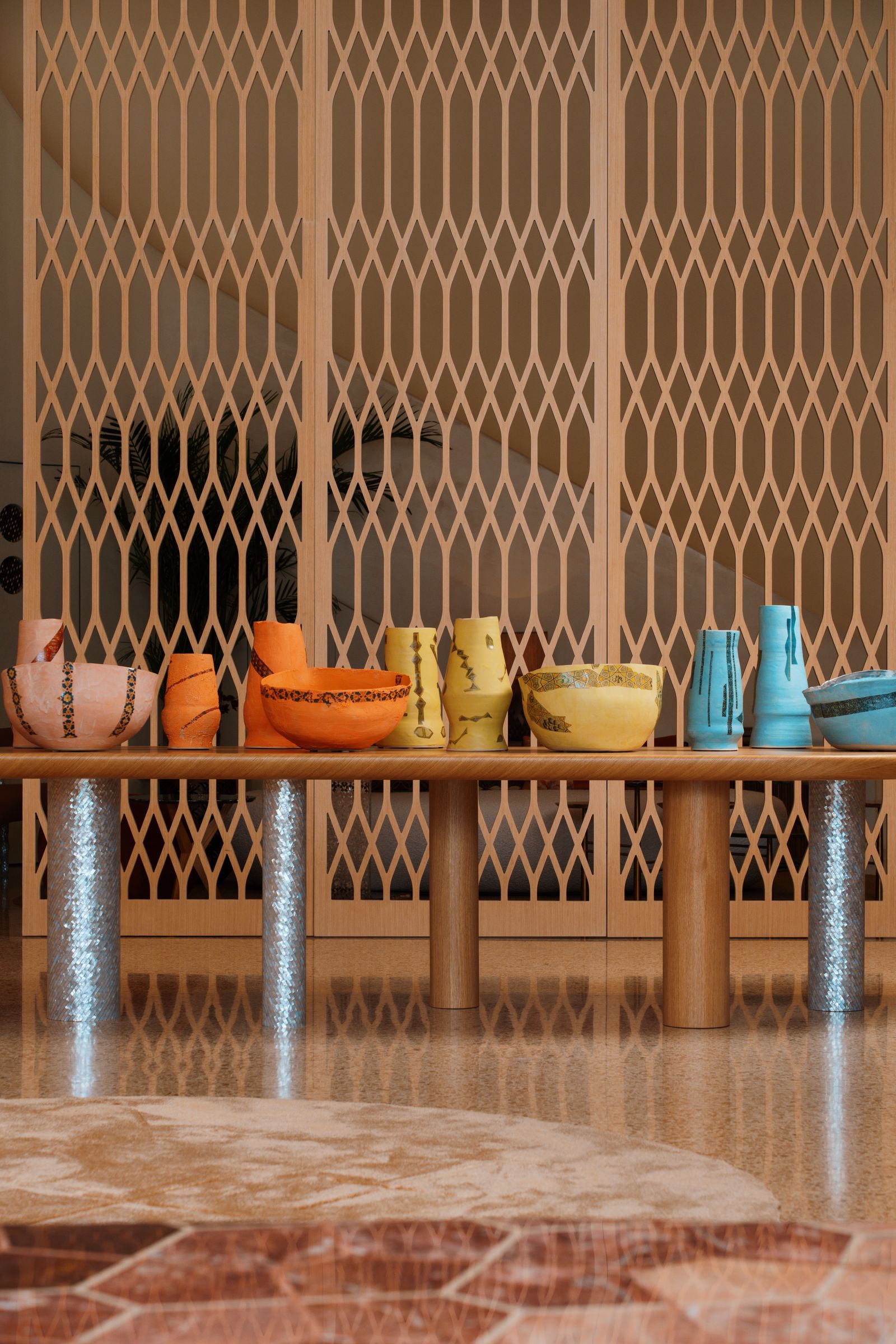 Image may contain Indoors Interior Design Furniture Table and Floor