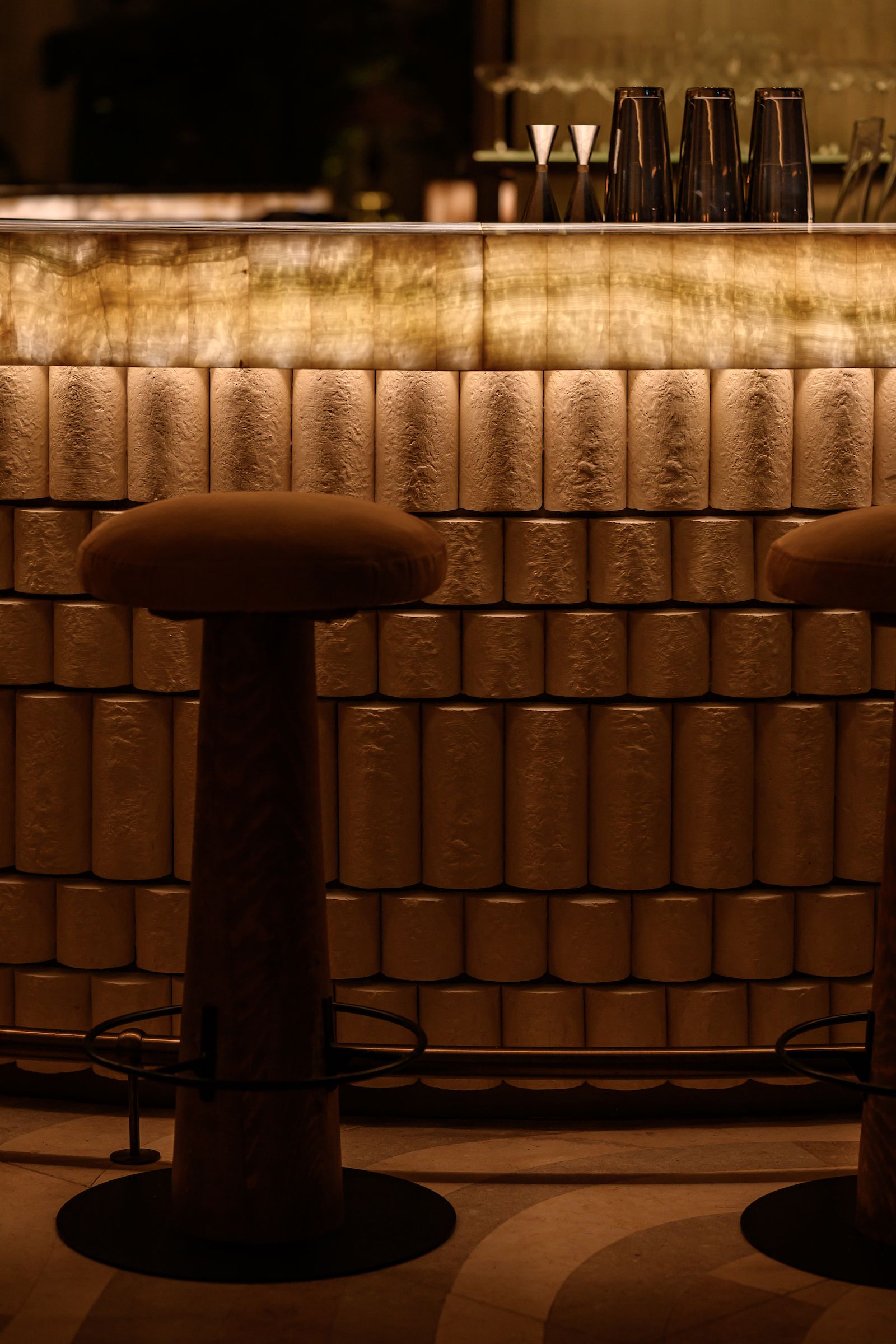 Image may contain Pub Alcohol Bar Bar Counter Beverage Furniture Indoors and Interior Design